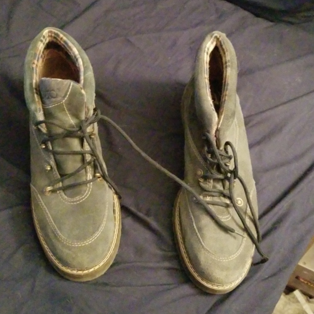 Blue suede ankle boots